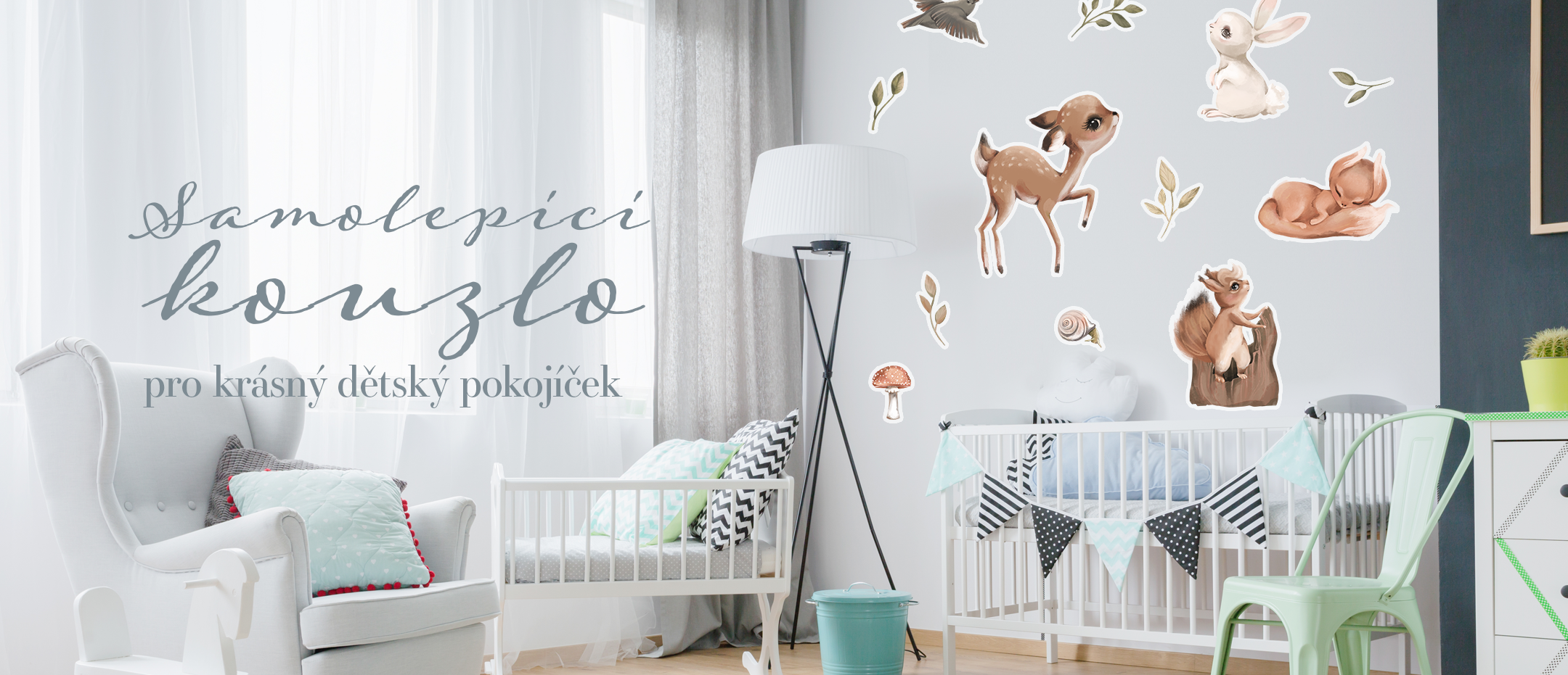 Lesní zvířátka - krásná textilní samolepka