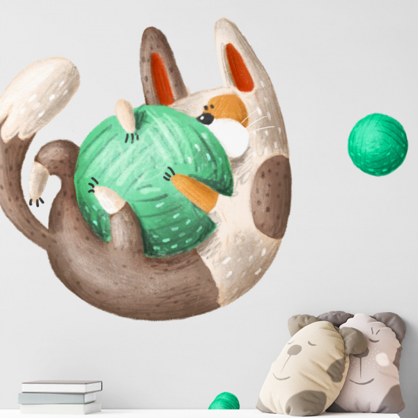 Decoralina - Kocour a zelená klubíčka