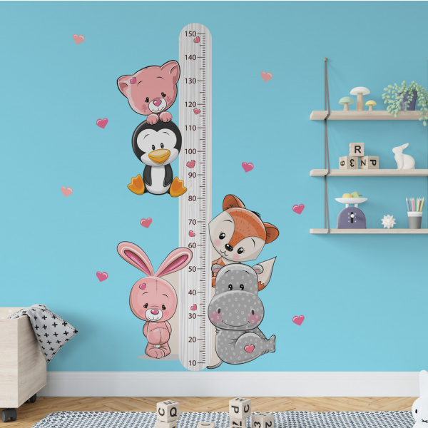 Decoralina - Zvířátka 1 - dětský metr na zeď