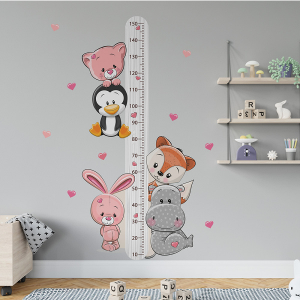 Decoralina - Zvířátka 1 - dětský metr na zeď