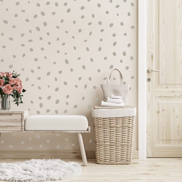 Decoralina - Samolepící nepravidelné tečky - teplá šedá