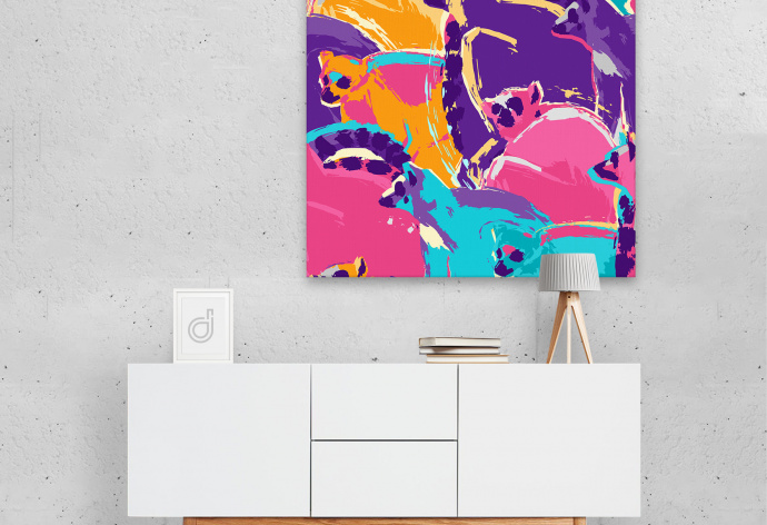 Lemurs obraz 100x100cm